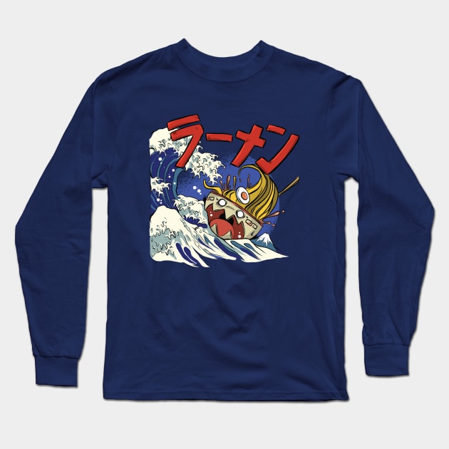 Great Wave Off Ramen Long Sleeve T-Shirt by valival